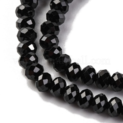 天然石ブラックスピネルビーズ連売り  多面カット  ロンデル  3.5~4x2.8~3mm  穴：0.6mm  約139個/連  15.35インチ（39cm）&nbsp;G-E560-Q05