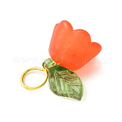 フロストアクリルフラワーペンダント  真鍮製丸カン付き  ミックスカラー  13.5x12.5x9mm  穴：3.5mm&nbsp;PALLOY-JF02307