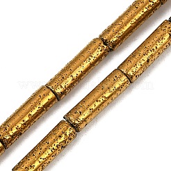 電気メッキされた天然溶岩岩ビーズ連売り  コラム  黄金メッキ  13x4mm  穴：1mm  約31個/連  15.35''~15.75''（39センチメートル）&nbsp;G-K388-03B-01