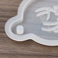 クリスマステーマの DIY シリコンペンダント型  レジン型  ホワイト  クリスマス鐘  98x85x6mm  穴：6mm&nbsp;LS-SIMO-G007-01B