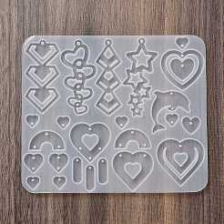 イヤリングペンダント DIY シリコン型  レジン型  UVレジン用  エポキシ樹脂工芸品作り  ハート  120x132x4mm  内径：7.5~31x6~33mm  穴：1.5mm&nbsp;DIY-Q033-07C