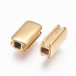 304ステンレススチールビーズ  イオンプレーティング（ip）  長方形  ゴールドカラー  11x6.5x4mm  穴：2.5x3mm&nbsp;STAS-E130-01G