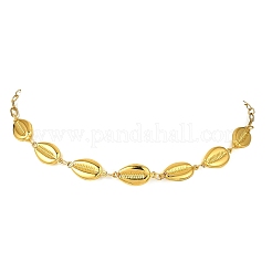 Ocean 304 Stainless Steel Shell Shape Link Chain and Paperclip Chain Necklaces for Women&nbsp;NJEW-JN06131
