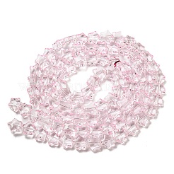 ベーキングペイント透明ガラスビーズ連売り  スター  ピンク  8x8x4mm  穴：0.8mm  約101~102個/連  29.13~29.53インチ（74~75cm）&nbsp;X1-DGLA-A07-T8mm-KD07
