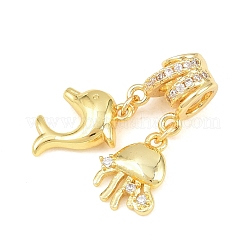 Brass Micro Pave Clear Cubic Zirconia Pendants&nbsp;KK-Z151-10G