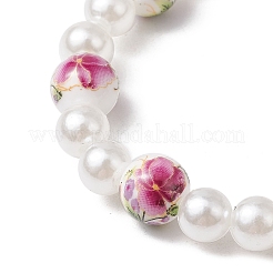 ABS Plastic Imitation Pearl Round Beads Stretch Bracelets for Women&nbsp;BJEW-JB11606-05