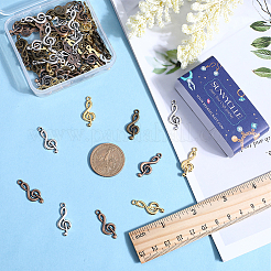 80Pcs 4 Colors Tibetan Style Alloy Treble Clef Pendants&nbsp;FIND-SC0006-82