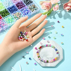 24 色 ABS プラスチック模造パールビーズ  ラウンド  ミックスカラー  5.5~6x5~5.5mm  穴：1.5~2mm&nbsp;OACR-YW0001-74