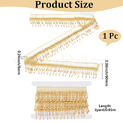 Polyester & Glass Rhinestone & Imitation Pearl Beaded Tassel Ribbon&nbsp;DIY-CY0003-68A