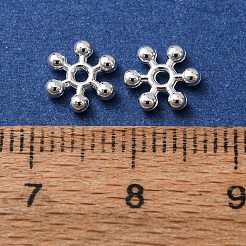 スノーフレーク合金スペーサービーズ  チベットスタイル  カドミウムフリー＆鉛フリー  銀  7x2mm  穴：1mm&nbsp;LS-TIBEB-0581-S-RS
