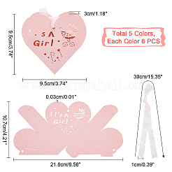 30色の紙製キャンディボックス5個  リボン付き  結婚式のブライダルシャワーのベビーシャワーの誕生日パーティーの装飾のため  ハート  ミックスカラー  9.5x9.5x3cm  6個/カラー&nbsp;CON-PH0002-32