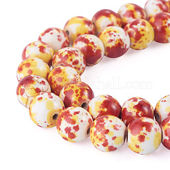 2連売り合成ターコイズ染色ビーズ連売り  ラウンド  レッド  7~8x7~8mm  穴：1mm  約50個/連  14.29~14.65''（36.3~37.2センチメートル）&nbsp;G-TA0003-49