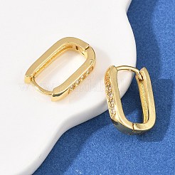 長方形の真鍮製キュービックジルコニアフープピアス  カドミウムフリー＆鉛フリー  長持ちメッキ  ラックめっき  18KGP本金メッキ  15x10x3mm&nbsp;EJEW-A156-16A-G