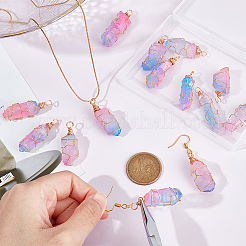 16Pcs Electroplated Raw Rough Natural Quartz Crystal Pendants&nbsp;PALLOY-AB00115