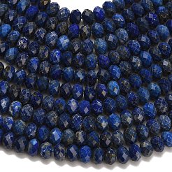 天然石ラピスラズリビーズ連売り  多面カット  ロンデル  8x5.5mm  穴：1.2mm  約69個/連  15.16''（38.5センチメートル）&nbsp;G-Z111-A26