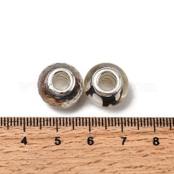 印刷された透明な樹脂のヨーロッパのビーズ  大穴ビーズ  銀色メッキの真鍮の芯とグリッターパウダーを使用したロンデル  ブラック  14x8.5mm  穴：5mm&nbsp;RESI-C063-03B