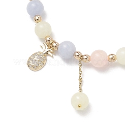 Natural White Jade Imitation Morganite Beads Round Beaded Bracelets&nbsp;BJEW-JB11933-02