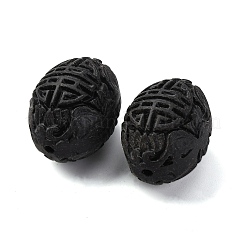 シナバービーズ  彫刻が施された漆器  花とオーバル  ブラック  26.5x18.5x19.5mm  穴：2mm&nbsp;CARL-K001-23