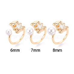 Bear Brass Micro Pave Clear Cubic Zirconia Cuff Ring Settings&nbsp;KK-T076-32G