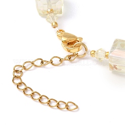 女性用電気メッキガラスビーズストレッチブレスレット  レモンシフォン  7-1/8~7-1/2インチ（18~19cm）&nbsp;BJEW-JB11213-04
