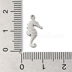 変色しない201ステンレススチールペンダント  レーザー切断  ステンレス鋼色  タツノオトシゴ  16x8x1mm  穴：1mm&nbsp;STAS-E206-04P-04