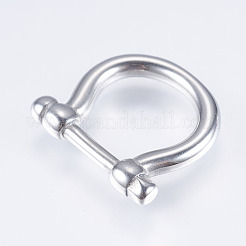 変色しにくい304ステンレススチール製リンクリング  シャックルクラスプ形状  ステンレス鋼色  18.5x17x3.5mm  穴：12x12mm&nbsp;STAS-I072-077P