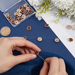 プラスチックシャンクボタン24個  黄金トーン合金パーツ  半円  シエナ  11x6.5mm  穴：1.6mm&nbsp;BUTT-GF0003-78A