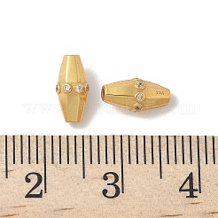 マットゴールドカラーのスターリングシルバーパヴェキュービックジルコニアビーズ925個  9x4.5mm  穴：1mm&nbsp;STER-R014-02G