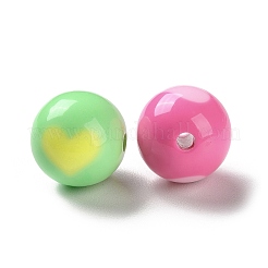 ツートンの不透明アクリルビーズ  ラウンド  ハート  15.5mm  穴：2.8mm  約221個/500g&nbsp;SACR-I005-07C