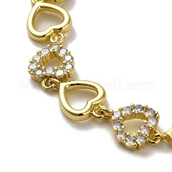 Rack Plating Brass Micro Pave Clear Cubic Zirconia Link Bracelets&nbsp;KK-R158-16A-G