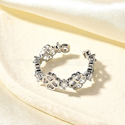 Brass Micro Pave Cubic Zirconia Cuff Rings for Women&nbsp;RJEW-Q008-01P-02