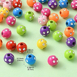 メッキアクリルビーズ  ライン入り  ラウンド  ミックスカラー  8x7mm  穴：2mm  約2000個/500g&nbsp;PACR-YW0001-16