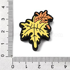 感謝祭テーマのシリコンビーズ  焦点ビーズ  カラフル  葉  24x30x7mm  穴：3mm&nbsp;SIL-J001-01I
