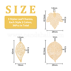 36Pcs 6 Style Brass Filigree Big Pendants&nbsp;KK-DC0002-96