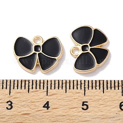 合金エナメルチャーム  ゴールドカラー  ちょう結びチャーム  ブラック  11x14x1.5mm  穴：1.5mm&nbsp;ENAM-O001-10F-G