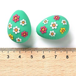 イースターの日のシリコンビーズ  イースターエッグ  焦点ビーズ  ミディアムアクアマリン  27x20x18.5mm  穴：3mm&nbsp;SIL-S011-01B