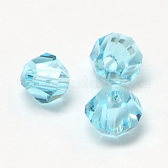 模造5301ダブルコーンビーズ  透明ガラスファセットビーズ  淡いターコイズ  4x3mm  穴：1mm  約720個/袋&nbsp;GLAA-F026-A02