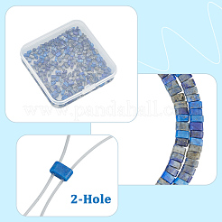 2連売り天然ラピスラズリビーズ連売り  2穴  長方形  2.5~3x5x2.5mm  穴：0.8mm  約138~140個/連  15.28''~15.31''（38.8~38.9センチメートル）&nbsp;G-PA0001-68
