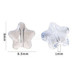 20個の透明スプレー塗装ガラスビーズ  ABカラーメッキ  スター  ライトブルー  8x8.5x4mm  穴：1mm&nbsp;GLAA-YW0001-14