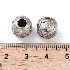 304ステンレススチールラインストーンヨーロピアンビーズ  丸い大きな穴ビーズ  18KGP本金メッキ  文字でのラウンド  文字J  11x10mm  穴：4mm&nbsp;STAS-A092-10J-P