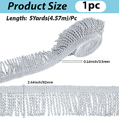 5ヤードのポリエステルツイストタッセルリボン  窓の装飾用  銀  2-1/2インチ（62mm）&nbsp;OCOR-WH20005-39D