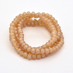 フルレインボーメッキ多面カットロンデルガラスビーズ連売り  艶消し  砂茶色  4x3mm  穴：1mm  約108個/連  15インチ&nbsp;EGLA-J054-4x3mm-FR01