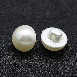 Absプラスチック模造パールシャンクボタン  半円  乳白色  10x9mm  穴：1mm  約1500個/袋&nbsp;OACR-A009-12A