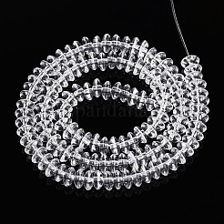 透明ガラスビーズ連売り  ロンデル  透明  6x3mm  穴：1mm  約118~121個/連  14.96~15.31''（38~38.9センチメートル）&nbsp;GLAA-T025-6mm-07B