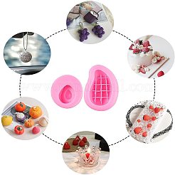 3D フルーツ食品グレードのシリコーン金型キット  DIYケーキデコレーション用  チョコレート  キャンディ  UVレジン＆エポキシ樹脂ジュエリー作り  使い捨てラテックスフィンガーベッド付き  計量カッププラスチック工具  ミックスカラー  87x57.5x24mm  インナーサイズ：69x39mm&nbsp;DIY-PH0004-76