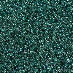 MIYUKIラウンドロカイユビーズ  日本製シードビーズ  （rr295)透明エメラルドab  11/0  2x1.3mm  穴：0.8mm  約50000個/ポンド&nbsp;SEED-G007-RR0295