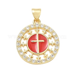 Religion Cross Brass Micro Pave Clear Cubic Zirconia Pendants&nbsp;CU-CBA83A6-03E-G