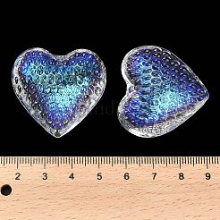 ガラスチャーム  多面カット  ハート  クリアAB  34x35x13mm  穴：1.6mm&nbsp;GLAA-P064-01D