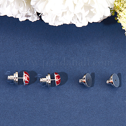 真鍮製イヤーナット8個  ピアスバックキャッチ  プラチナメッキ  10x7mm  穴：0.8mm&nbsp;FIND-BBC0003-57P