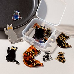 DIYジュエリー作りの発見キットのための猫/子猫のペンダントキット  エポキシ樹脂＆酢酸セルロース（樹脂）＆アクリルパーツを含む  ミックスカラー  23.5~39x20~35x2~2.5mm  穴：0.8~1.5mm  14個/箱&nbsp;DIY-LS0004-04